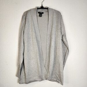 Grace the Perfect Fit Light Gray Women's Open Front  Cardigan, Size L